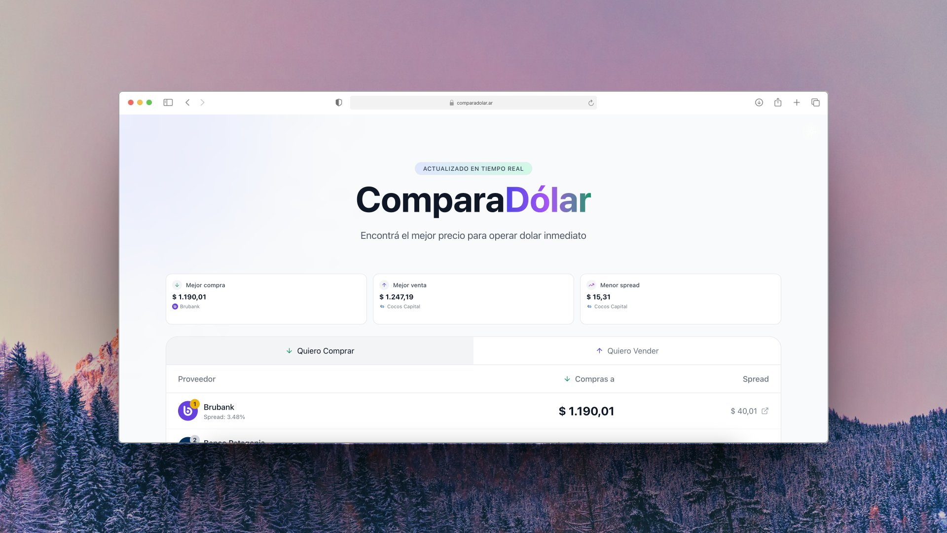 Screenshot of ComparáDólar