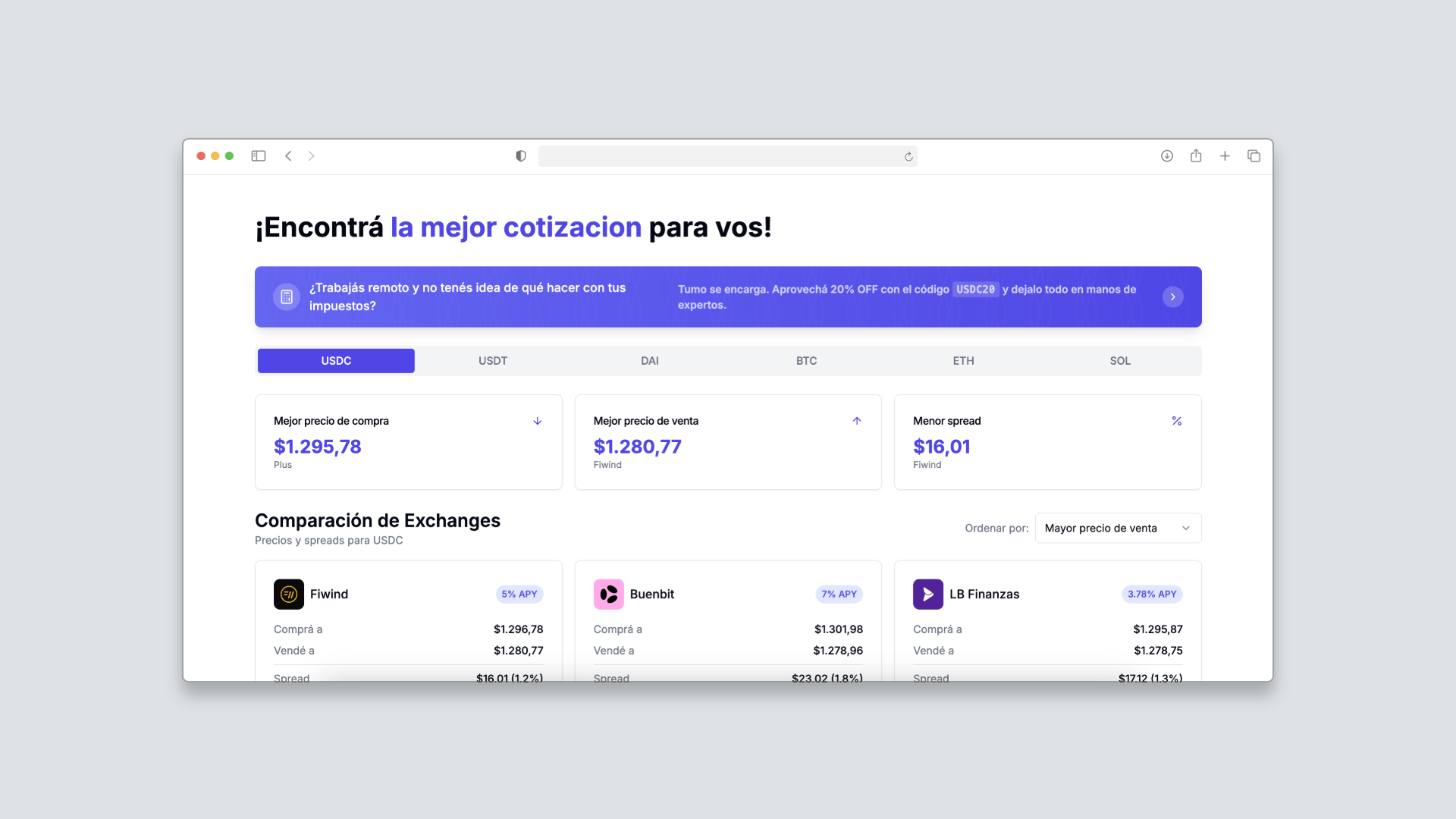 Screenshot of USDC.AR
